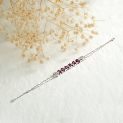 Pulsera de plata de ley S925 con granate morado para mujer, joyería de lujo ligera con circonitas a la moda