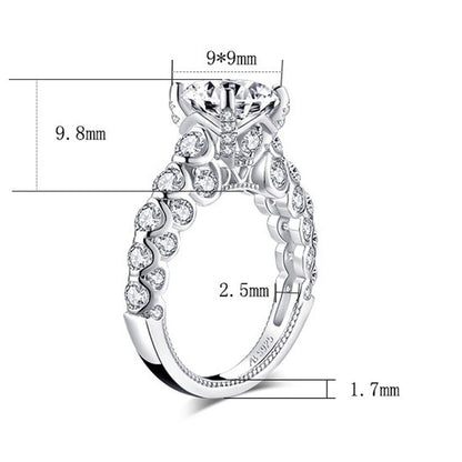 European And American High-end Ornament 925 Pure Silver Luxury Inlaid High Carbon Diamond Ring