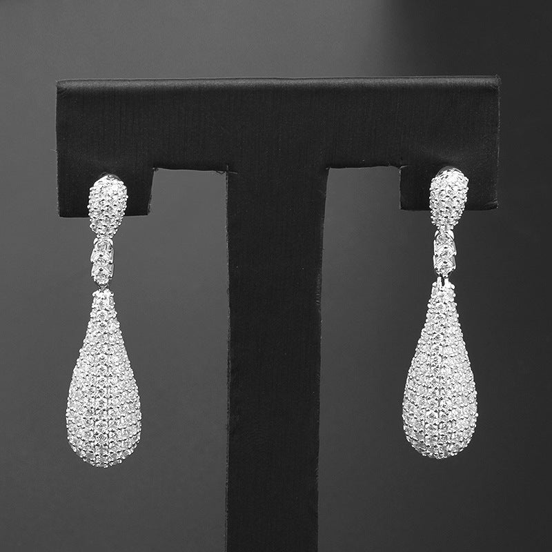 Long 925 Silver Water Drop-shaped Earrings