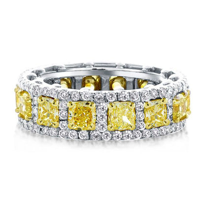 925 Silver Gold Plated Yellow Diamond High Carbon Diamond Ring