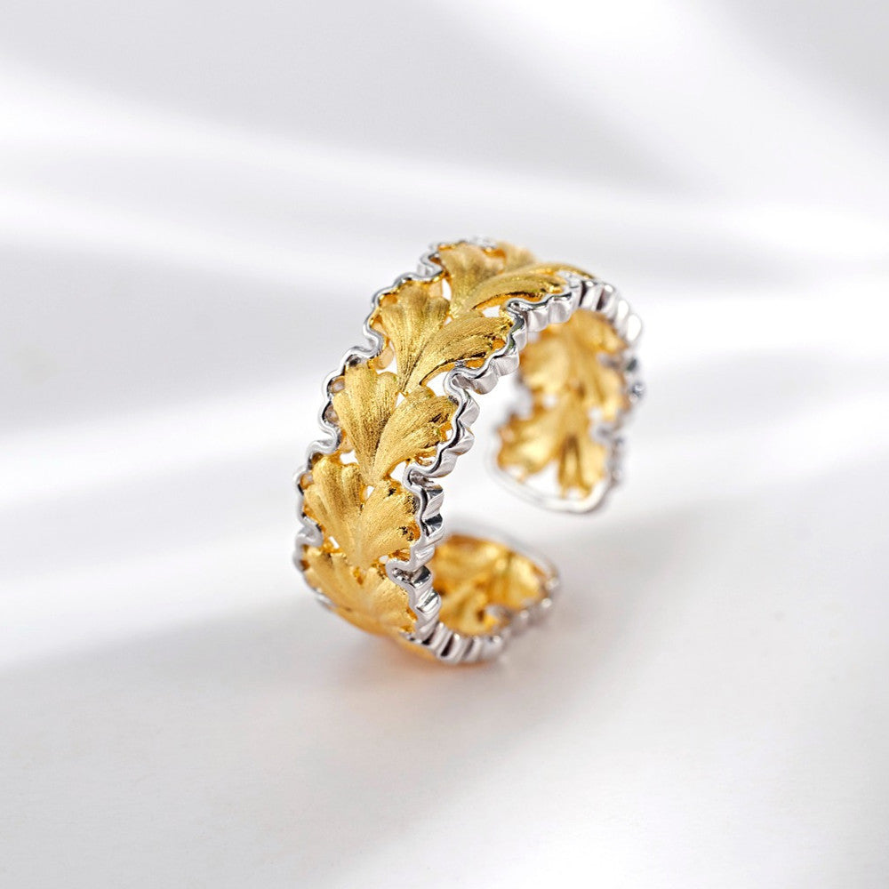 Women's Gold-plated Gingko Leaf Ring