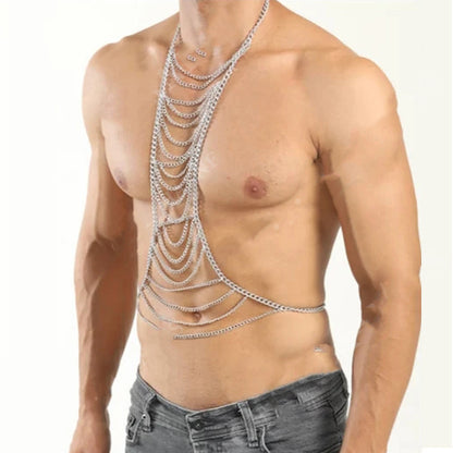 Mens Body Chains Festival Cosplay Jewelry Tops Chest Necklace