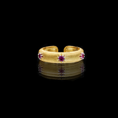 Silver Gold Plated Inlaid Red Zircon Fashion Simple Temperament Ring