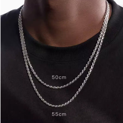 Collier à chaîne torsadée en pâte frite plaquée en argent sterling S925 pour hommes et femmes