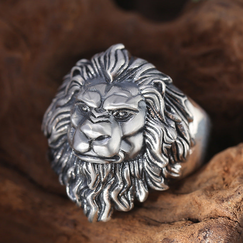 Male Fashion Vintage Thai Silver Lion Ring