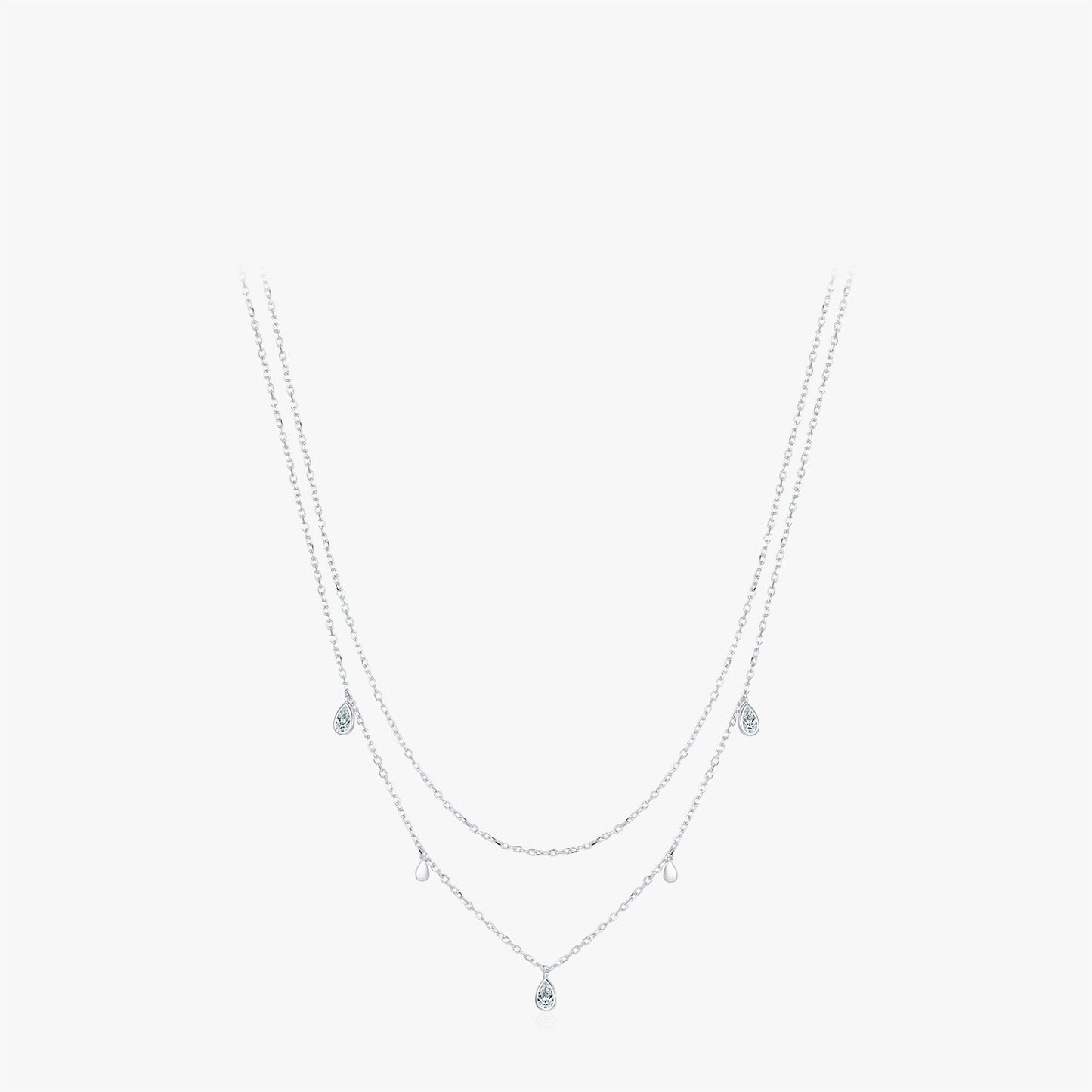 S925 Sterling Silver Design With Water Droplet Double Layered Necklace For Women