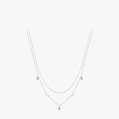 S925 Sterling Silver Design With Water Droplet Double Layered Necklace For Women