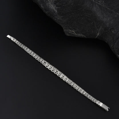 Bracelet tissé à la main en argent sterling S925