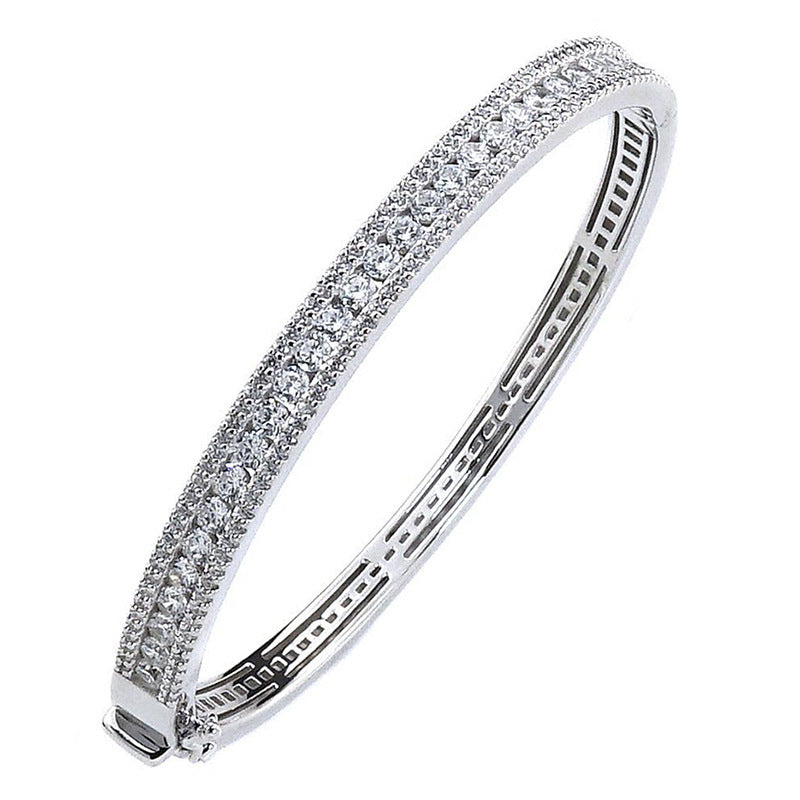 Pulsera de plata de ley de moda para mujer con diamantes de imitación y circonitas