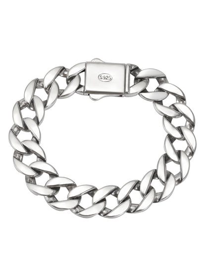 Bracelet cubain en argent sterling S925 de 13 mm d'épaisseur