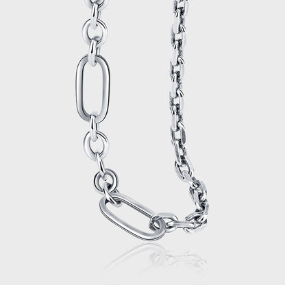 Ins Niche Design Is Extremely Simple And Versatile Personality Splicing Double Layer Chain Texture S925 Sterling Silver Necklace