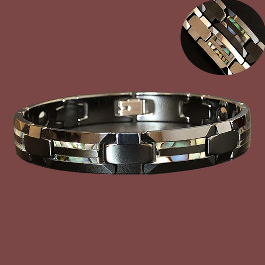 Tungsten Gold Ceramic Inlaid Color Shell Waterproof Knife Scraping Non-flower Boys Magnetic Simple Bracelet