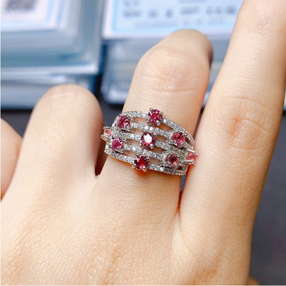 Jewelry Natural Magnesium Aluminum Garnet Ring Female Accessories