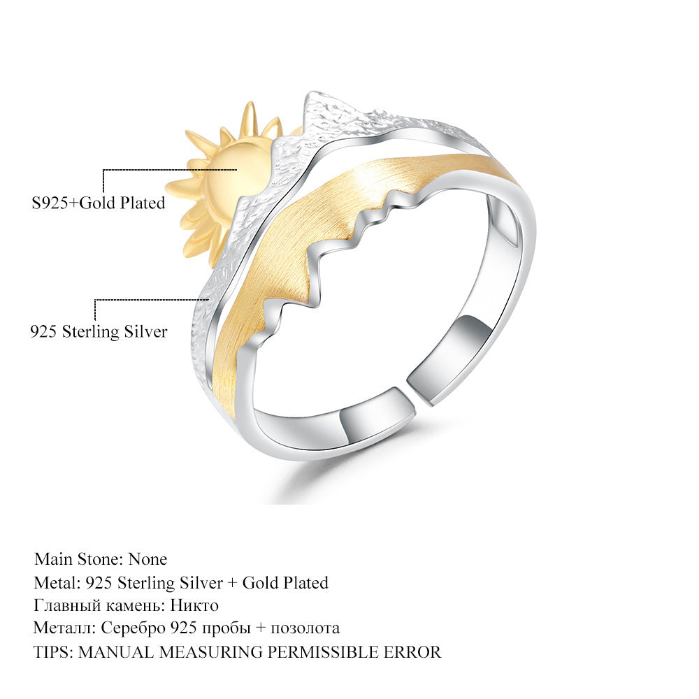 Nature Wind Sun Sunrise Premium Designer Adjustable Ring