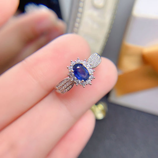 Natural Sapphire Ring Diamond Colored Gems Jewelry