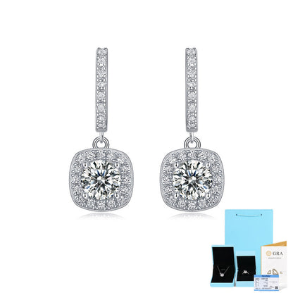 S925 Silver Earrings Moissanite Dream Long Ear Studs