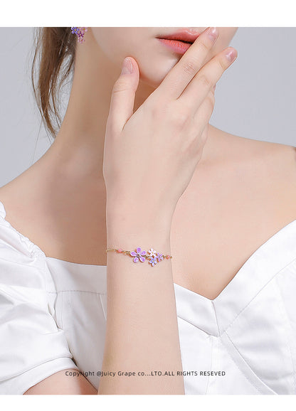 Bracelet à petites fleurs de Myosotis Sylvatica violet