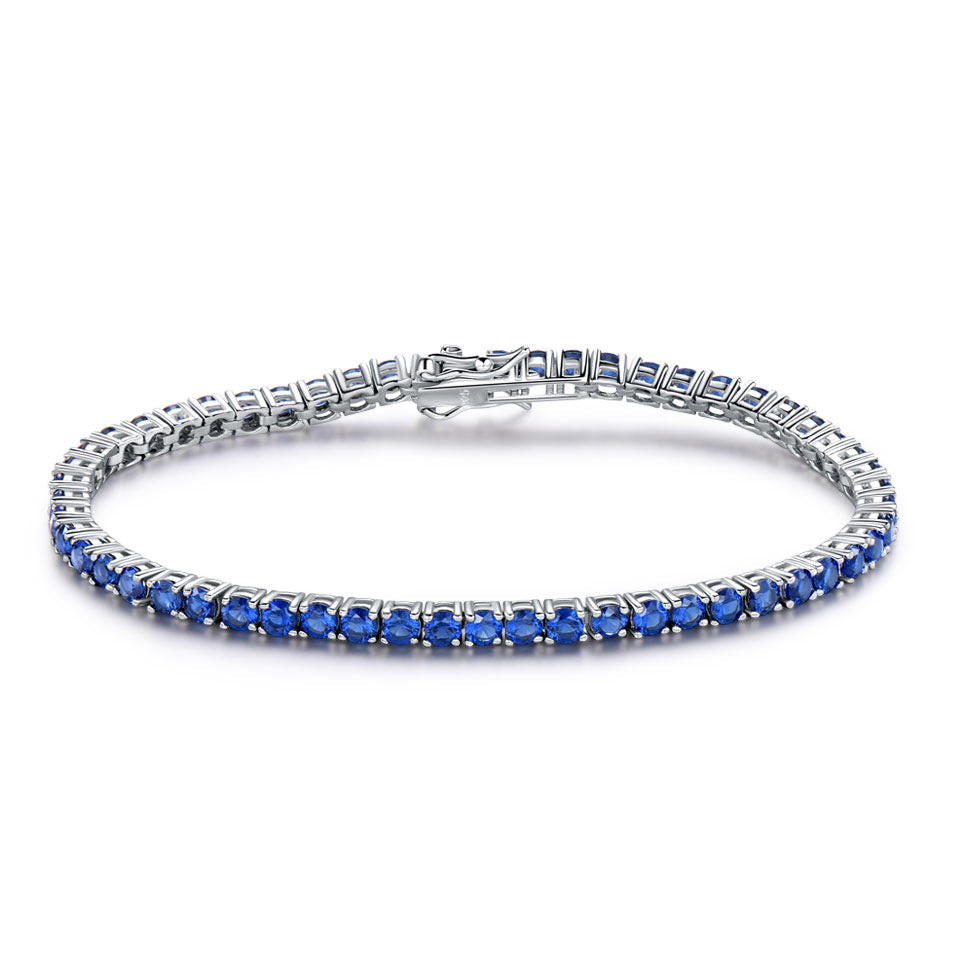 Bracelet en argent sterling 925 avec chaîne de tennis en saphir nano 30