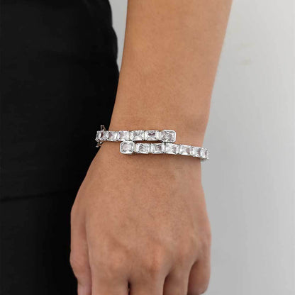 Pulsera de hombre con circonitas rectangulares de una hilera estilo hip hop europeo