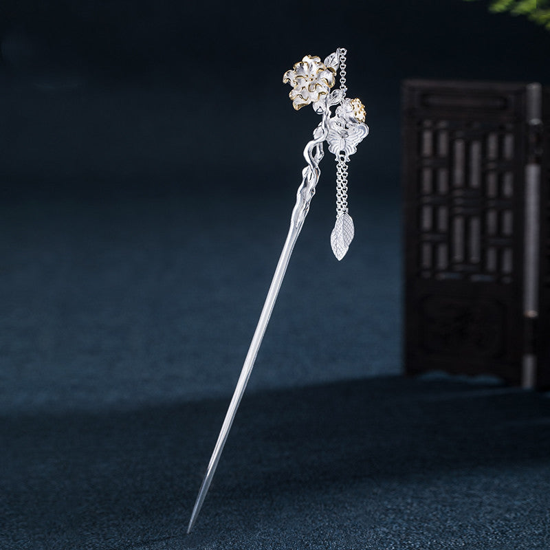 Twelve Flower Gods Ancient Style Sterling Silver Hairpin