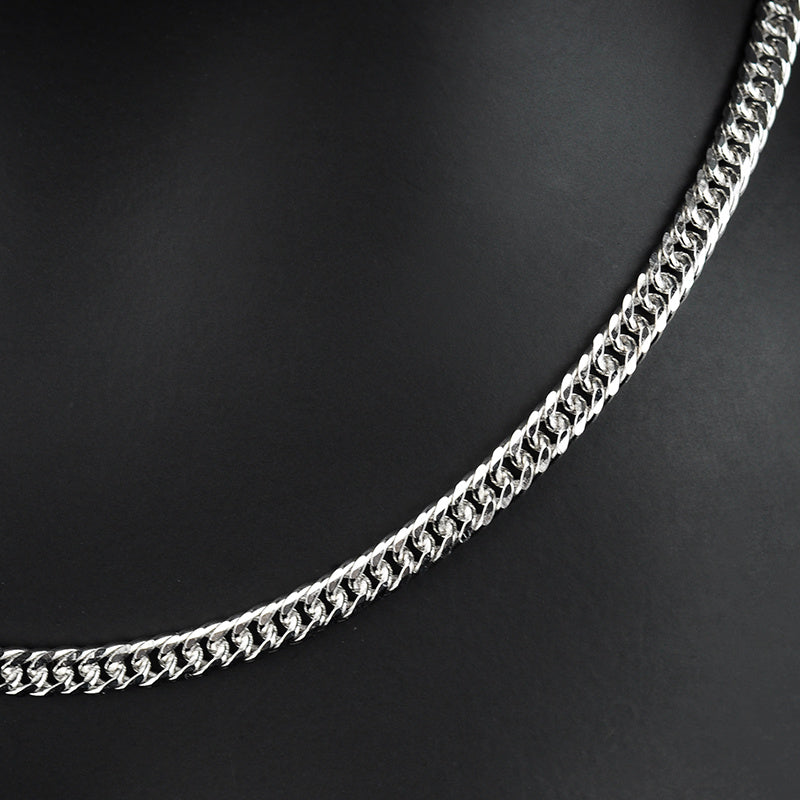 Silver Platinum-plated Cuban Necklace Men's And Women's High Quality Clavicle Chain