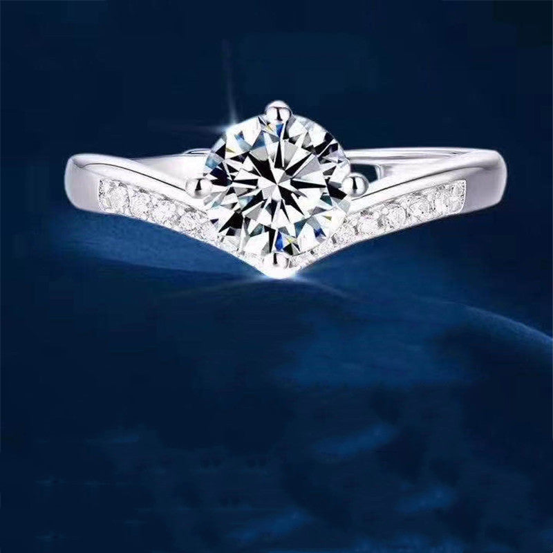 Moissanite Ring Female Princess Crown 1 Carat