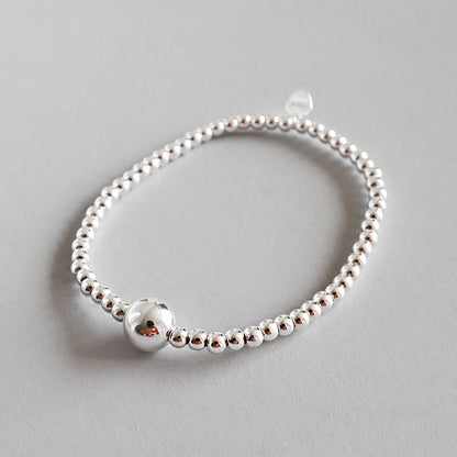 Versión coreana de pulsera de plata de ley S925 hecha a mano con cuentas redondas de 3 mm para mujer