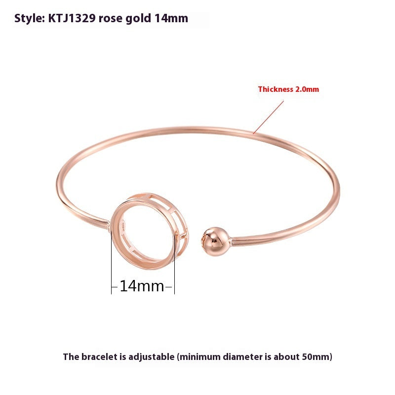 S925 Silver Bracelet Eardrop Frame Women's Simple Temperament Open-ended Bracelet