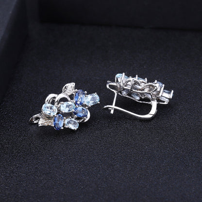 Customized Natural Stone Topaz Stud Earrings Earrings S925 Silver