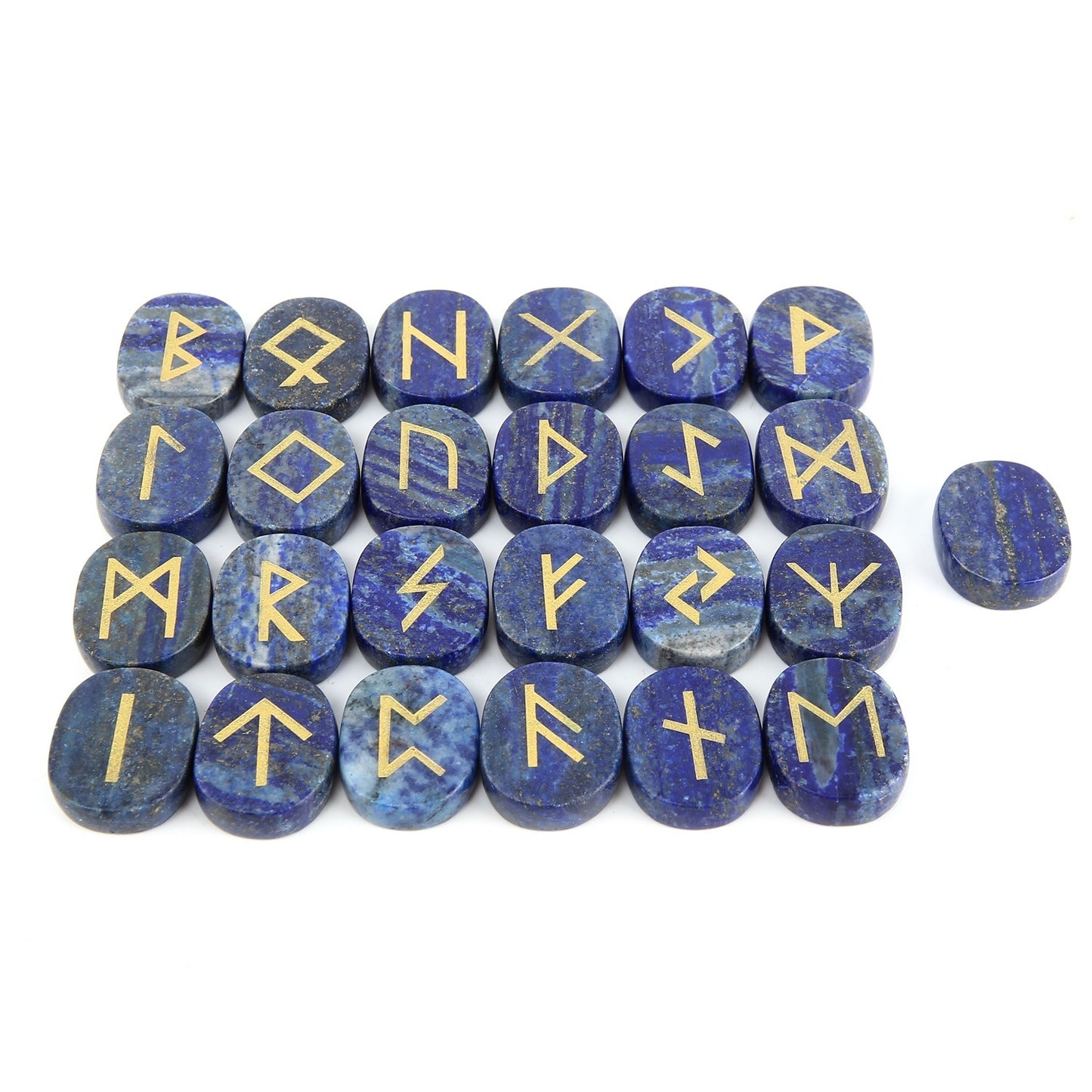 Nordic Germanic Runes Luenruini Letter Natural Crystal Oval Piece Rune 24 1 Set