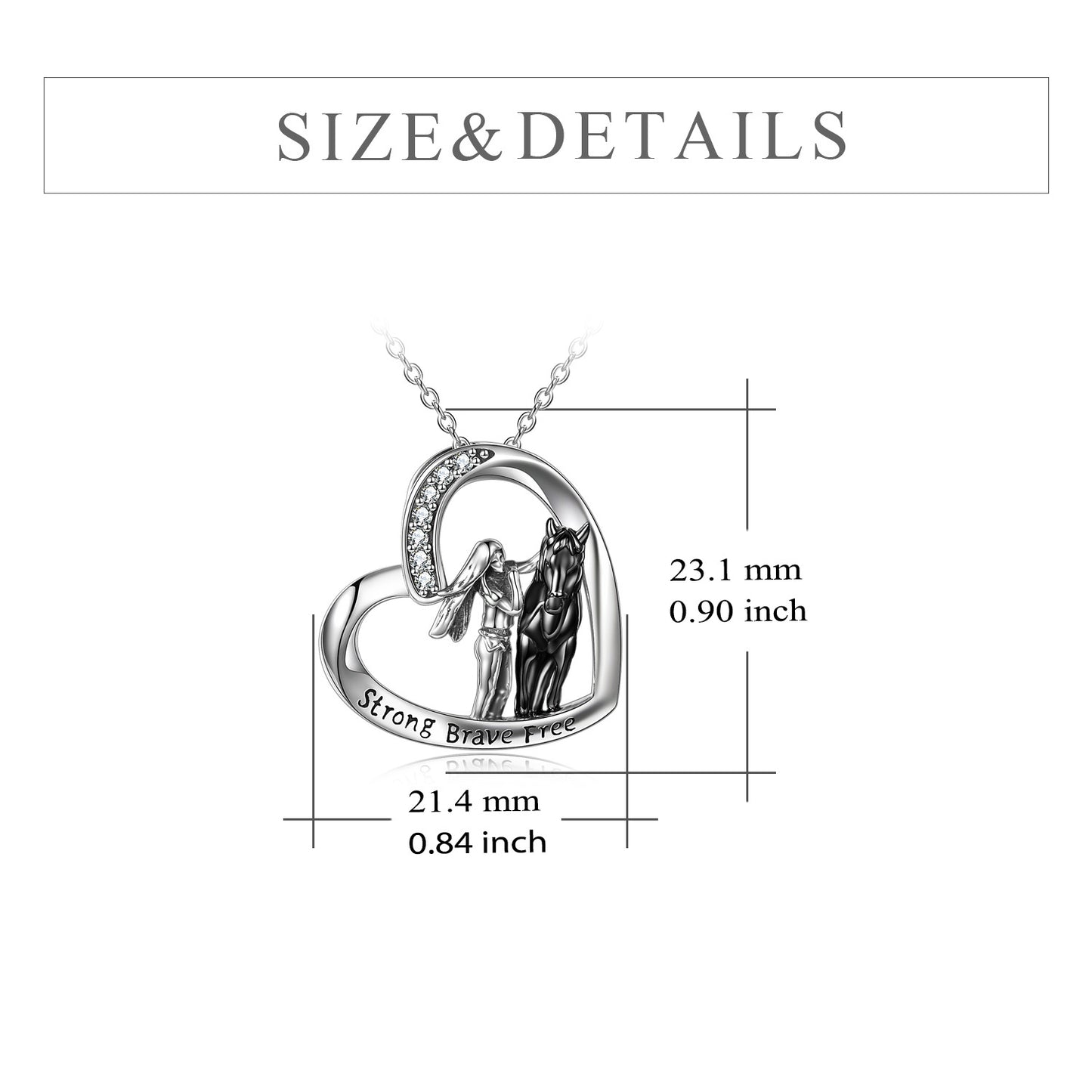 Collier avec pendentif cheval et fille en argent sterling pour filles et femmes