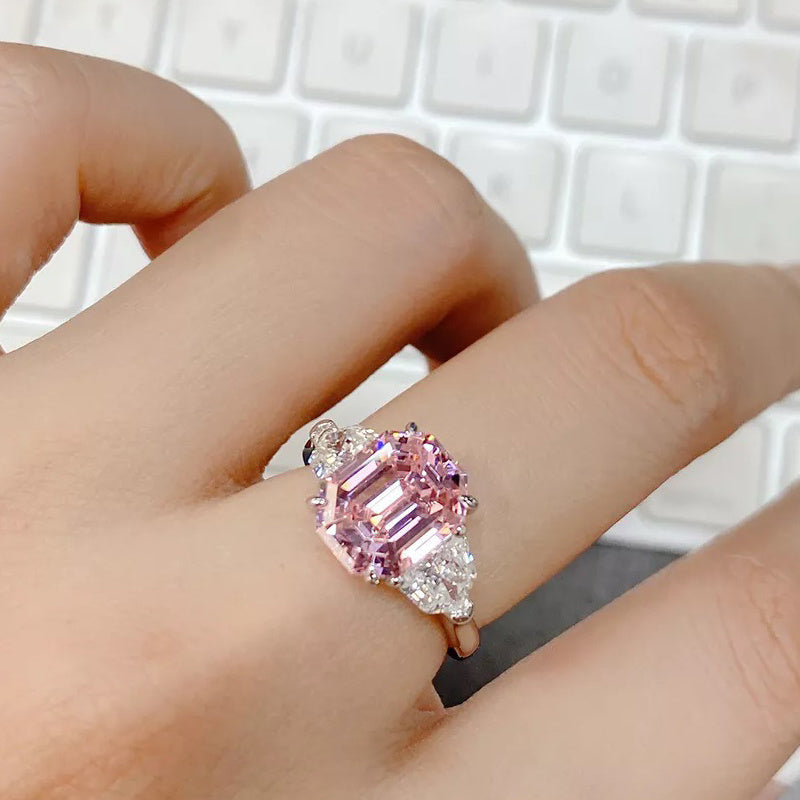 Bague de fiançailles tendance pour femme en argent plaqué 925 4 carats avec zircon 5A