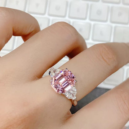 Bague de fiançailles tendance pour femme en argent plaqué 925 4 carats avec zircon 5A