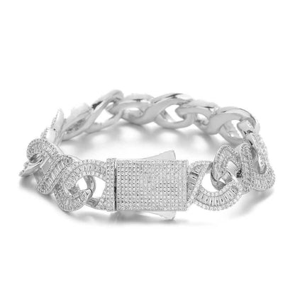 Mixed Inlaid T Square Zircon 8-word Chain Cuban Bracelet