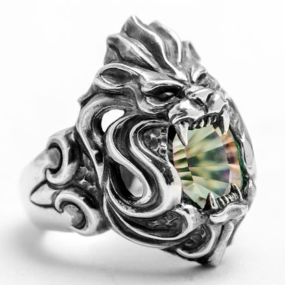 Men's Personality Thai Silver Lion Head Ring