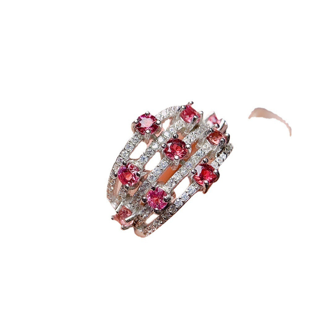 Jewelry Natural Magnesium Aluminum Garnet Ring Female Accessories