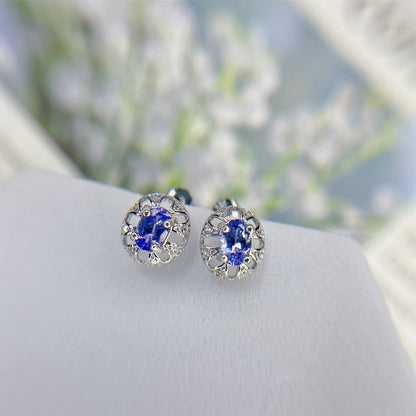 Fashion Natural Tanzanite Stud Earrings