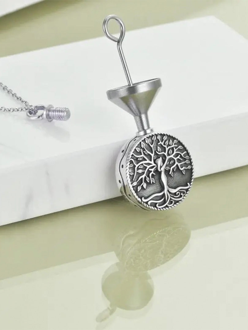 Collier funéraire en argent sterling avec pendentif en forme d'arbre de vie pour cendres