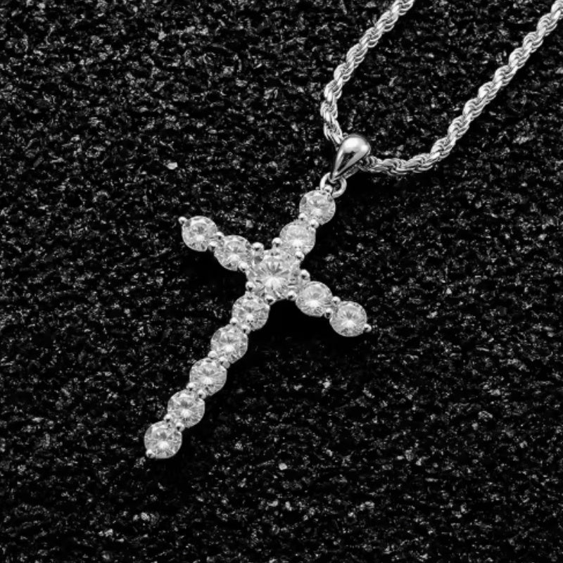 Collier croix en argent sterling S925 pour hommes et femmes