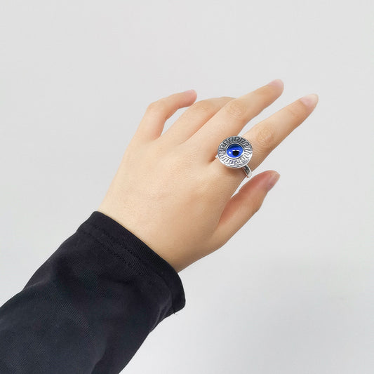 Bague œil bleu en argent sterling au design de minorité féminine