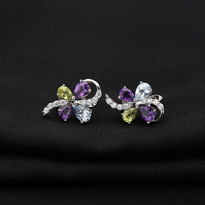 Butterfly-shaped Gem 925 Silver Earrings