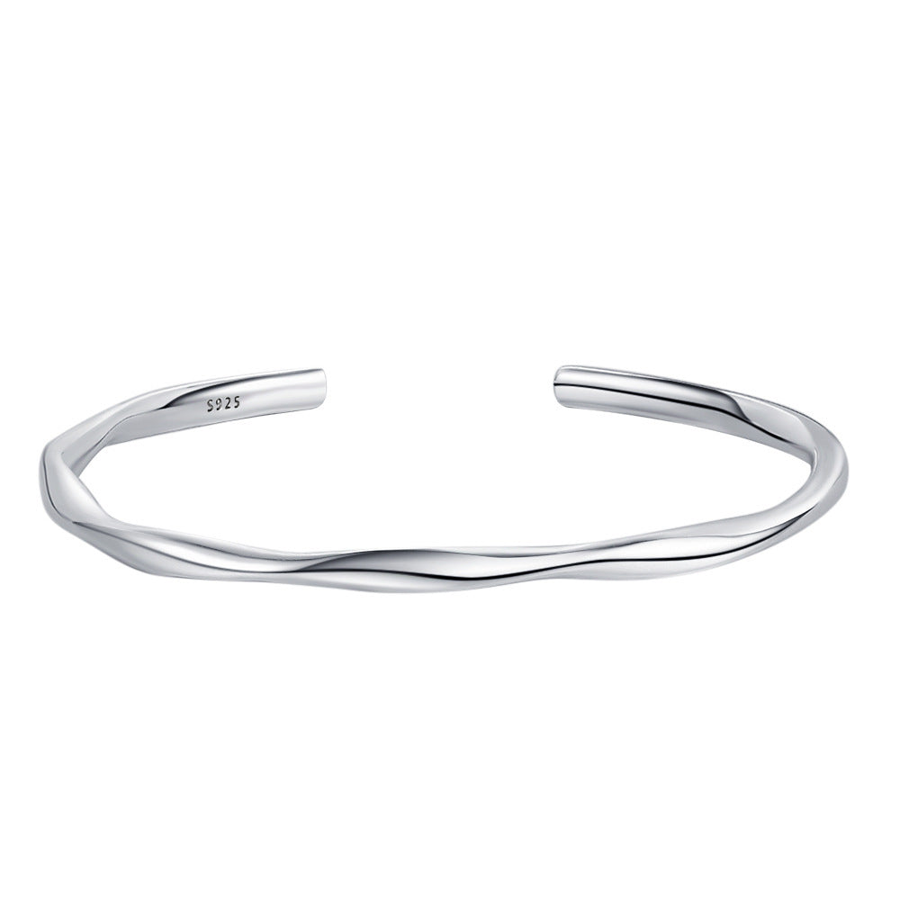 S925 Sterling Silver Mobius Smooth Bracelet Women's Simple Design