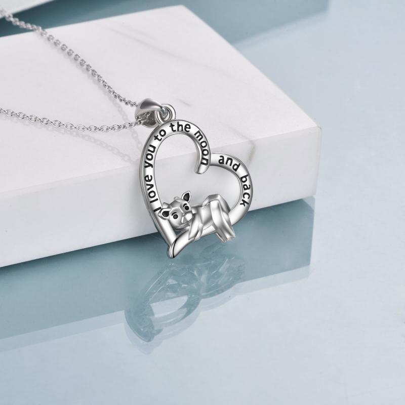 Collier avec pendentif en forme de cœur de vache en argent sterling pour femme Je t'aime jusqu'à la lune et retour