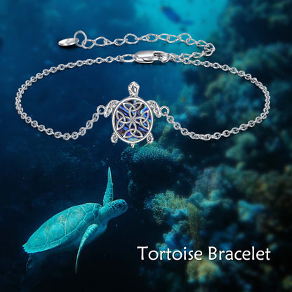 Joyas ajustables para el tobillo con forma de tortuga marina y abulón en plata de ley, regalos para mujeres