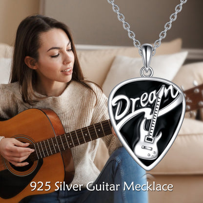 Collier pendentif médiator de guitare en argent sterling, bijoux cadeaux pour femmes