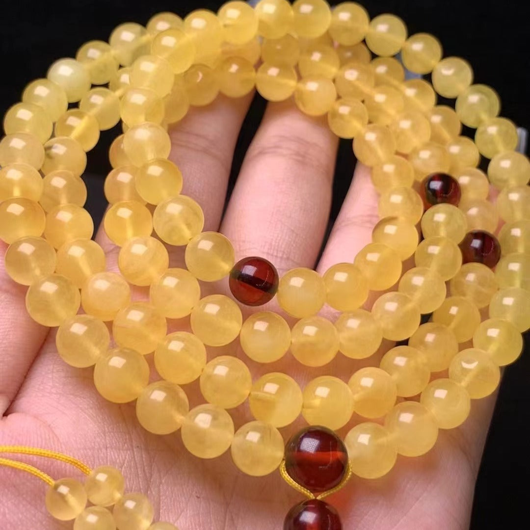 Natural Beeswax 108 Beads Yellow Chicken Grease Wax Necklace