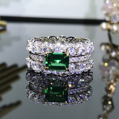 S925 Sterling Silver Jewelry Wholesale Emerald Double Row