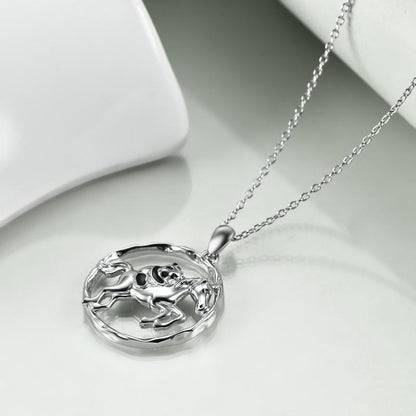 Collier avec pendentif cheval et panda en argent sterling 925