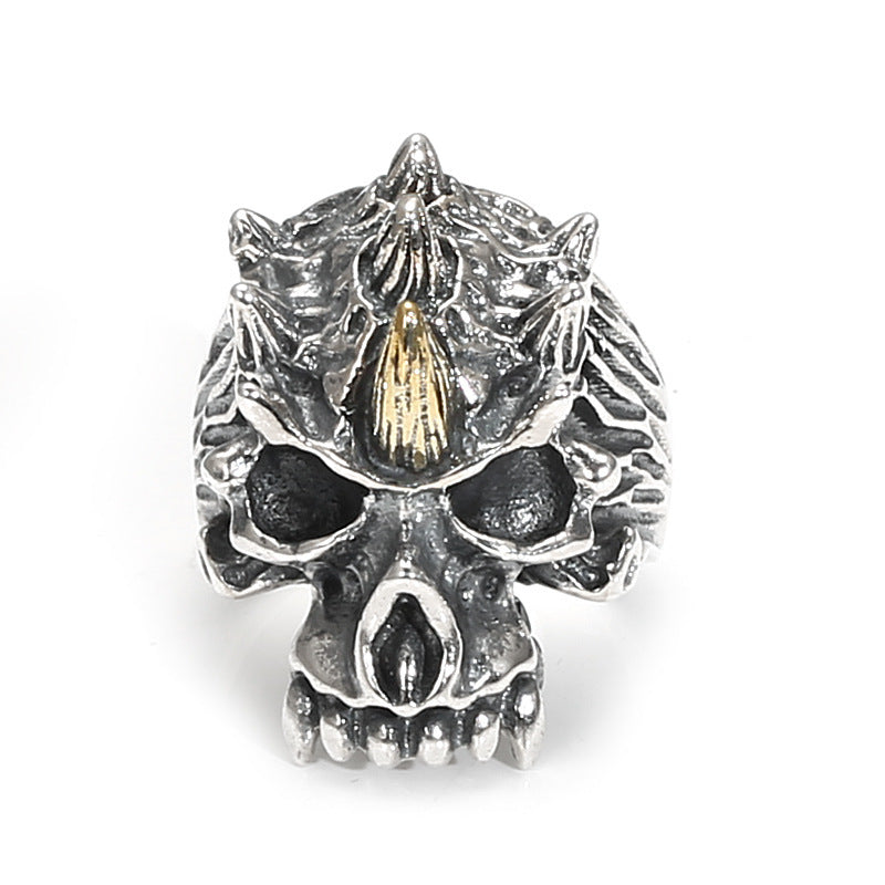 Anillo de calavera personalizado abierto para hombre