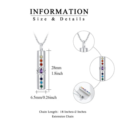 Collares de urna de chakras con flor de loto para cenizas, joyería de cremación S925, regalo para mujeres y niñas